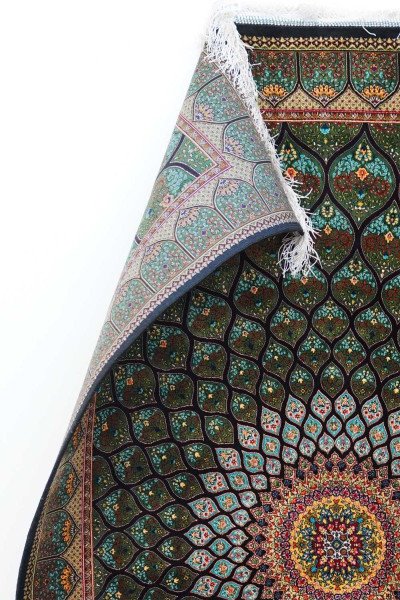 Celestial Green Medallion Silk Rug — 5