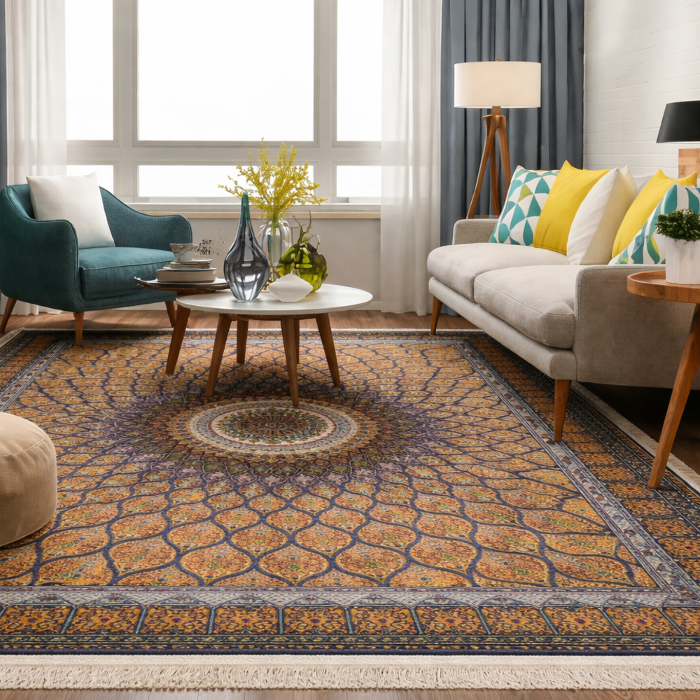 Sunburst Medallion Silk Rug